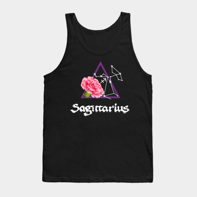 Sagittarius Zodiac Flower Carnation Fire Element Tank Top by jverdi28